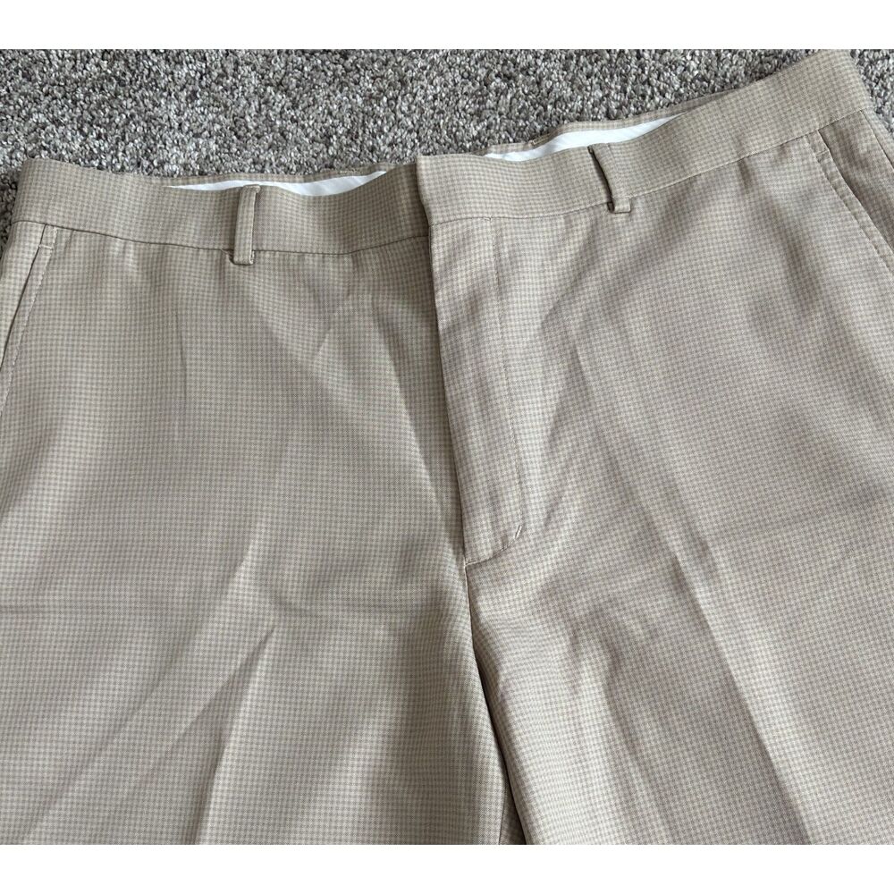 Walter Hagen Men's Size 38 Khaki Checked Chinos Flat Front Golf Shorts Summer